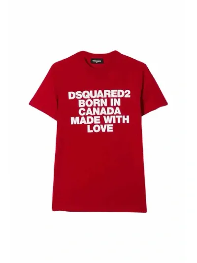 Dsquared2 Kids' Logo Print T-shirt In Rosso