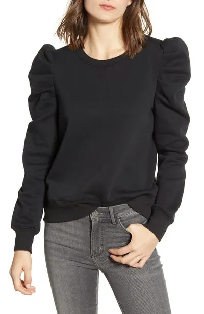 Rebecca Minkoff Janine Pleated-shoulder Sweatshirt In True Black