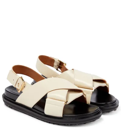 Marni Fussbett Leather Sandals In Beige