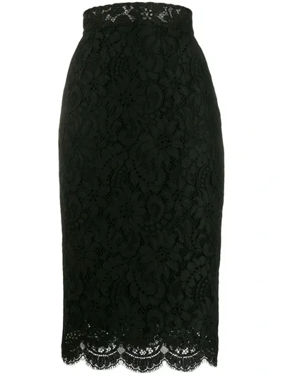 Dolce & Gabbana Lace Midi Skirt In Black