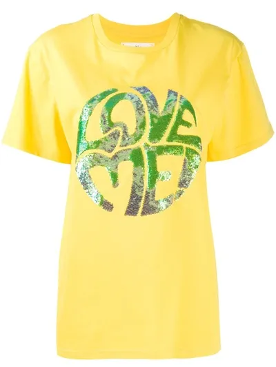 Alberta Ferretti Sequinned Print T-shirt In Yellow