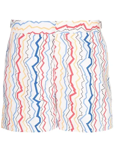 Orlebar Brown Lightning Print Swimming Shorts In White