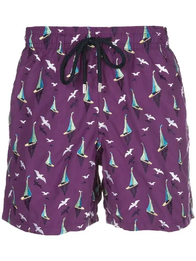 Vilebrequin Sail Boat Print Swimming Shorts In Purple