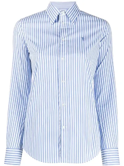 Polo Ralph Lauren Logo Embroidered Striped Shirt In White