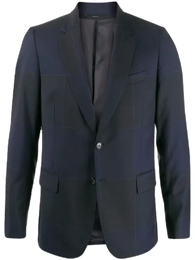 Paul Smith Check Print Blazer In Blue