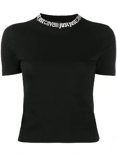 Just Cavalli Logo-collar T-shirt In Black