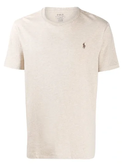 Polo Ralph Lauren Logo Embroidered Crew Neck T-shirt In Neutrals