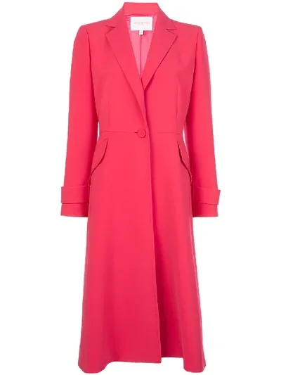 Carolina Herrera Long Single Breasted Coat In Pink