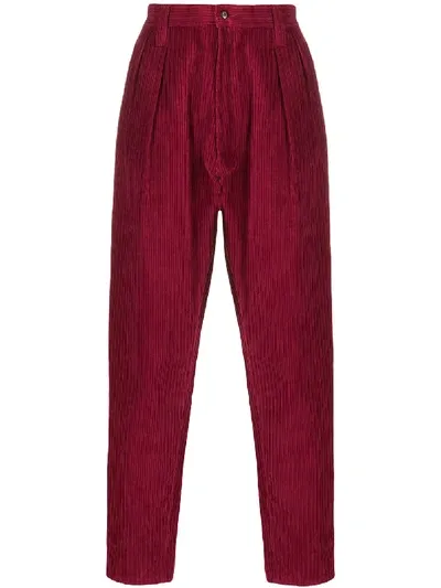 E. Tautz Straight Leg Tailored Trousers In Red