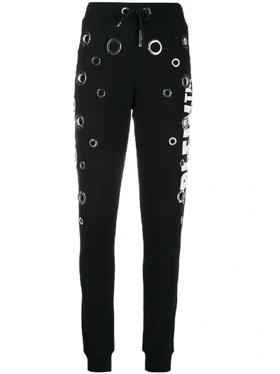 Philipp Plein Eyelet Detail Track Pants In Black