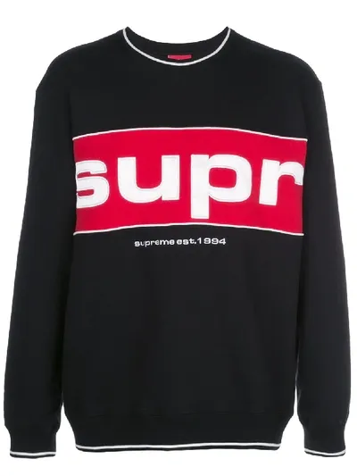 Supreme Piping Crew Neck Sweatshirt In Black