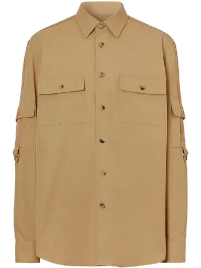 Burberry Tape-detail Shirt In Neutrals