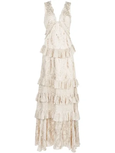 Alexis Rafaela Ruffled Gown In Neutrals