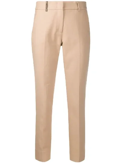 Peserico Cropped Tapered Trousers In Neutrals