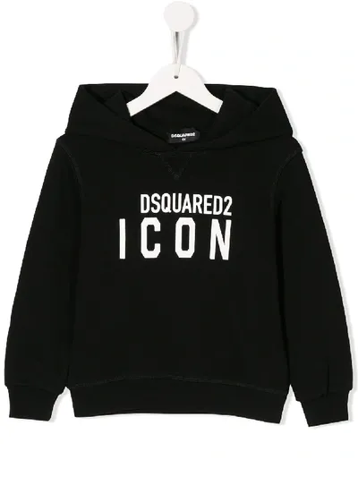 Dsquared2 Kids' Icon Relaxed-fit Cotton Hoodie In Nero