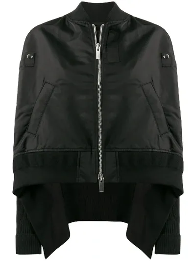 Sacai Oversized Boxy Bomber Jacket In Black