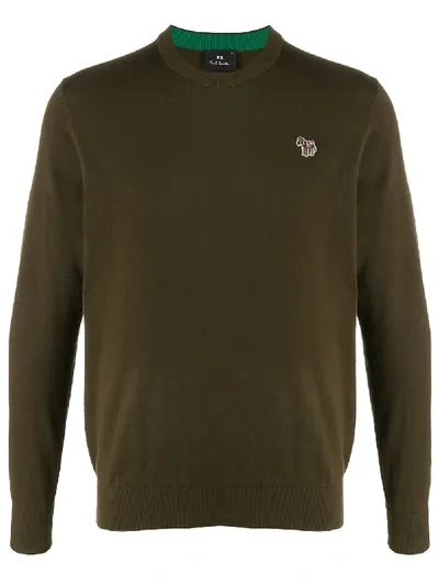 Ps By Paul Smith Zebra Logo Sweater In Green