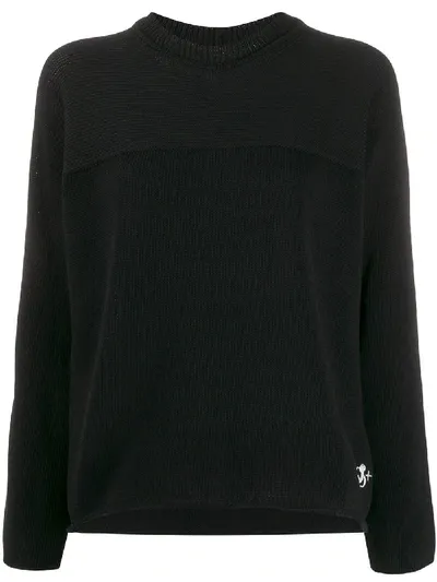 Jil Sander Crew Neck Logo Embroidered Jumper In Black