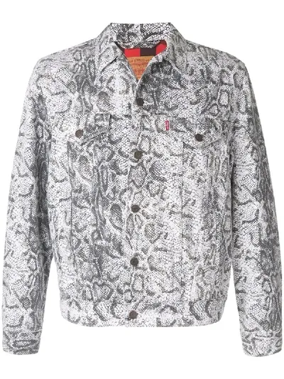 Supreme X Levi's Snakeskin Trucker Jacket In White