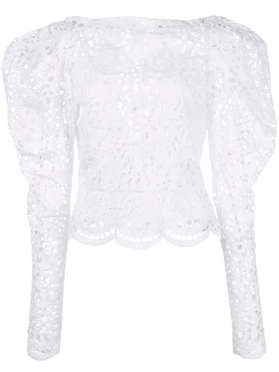 Carolina Herrera Broderie Anglaise Blouse In White