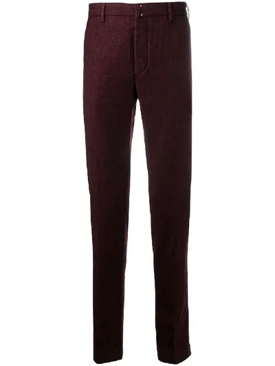 Incotex Damier Check Tapered Trousers In Red