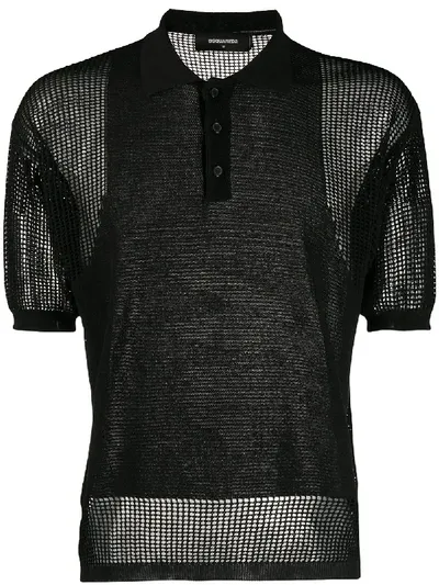 Dsquared2 Poloshirt In Netzoptik In Black