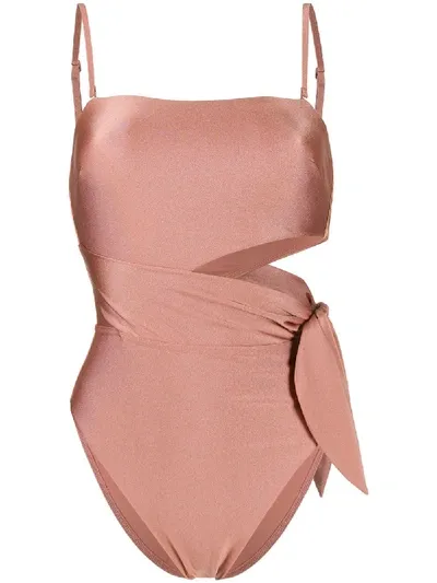 Zimmermann Freja Scarf-tie Bandeau Swimsuit In Pink