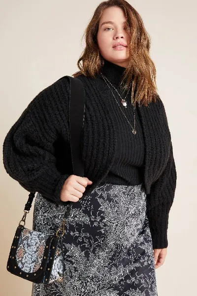 Anthropologie Rae Cropped Cardigan In Black