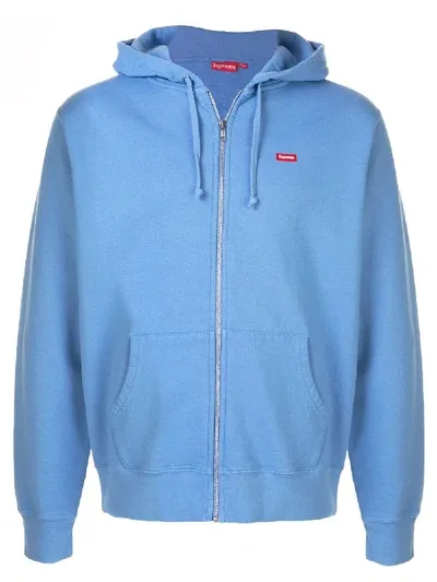 Supreme Small Box Zip Up Hoodie In Blue