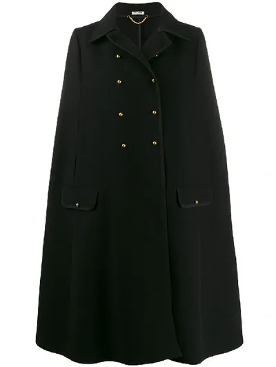 Miu Miu Double-breasted Knit Cape In 黑色