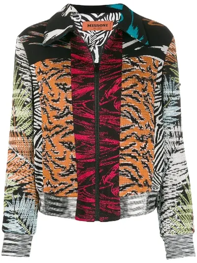 Missoni Patchwork Animal-print Jacket In Orange