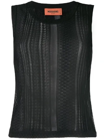 Missoni Fine Knit Sheer Panel Vest In Black