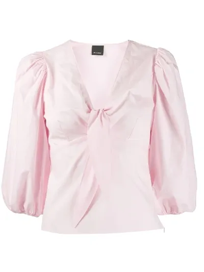 Pinko Tie-detail V-neck Blouse In Pink