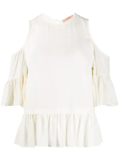 Twinset Ruffle Trim Top In White