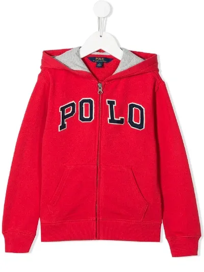 Ralph Lauren Kids' Logo Embroidered Hoodie In Red