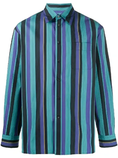 Marni Striped Oversize Shirt In 黑色