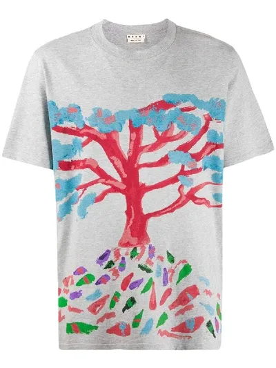 Marni Tree Print T-shirt In Grey