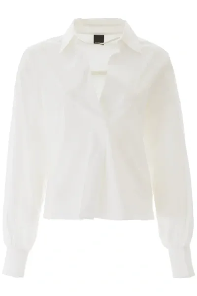 Pinko V-neck Ballon-sleeve Blouse In White