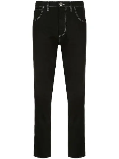 Maison Margiela Stitched Details Straight Jeans In Black