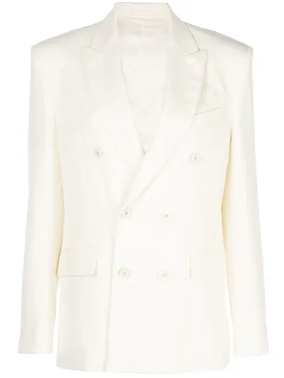 Wardrobe.nyc Double-breasted Virgin Wool Blazer In Off-white