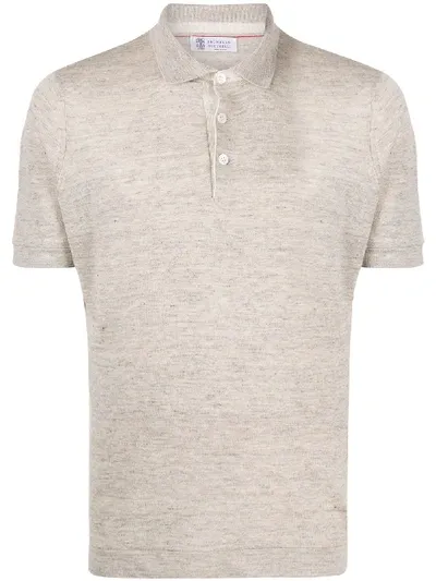 Brunello Cucinelli Slim-fit Polo Shirt In Neutrals