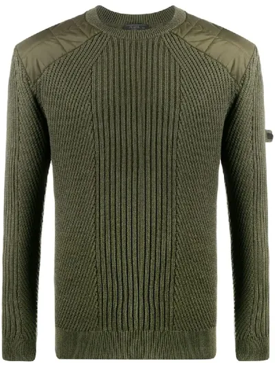 Prada Padded Shoulders Knitted Jumper In Green