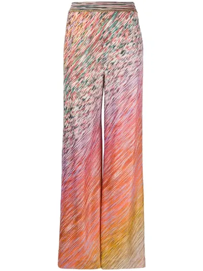 Missoni Metallic-trimmed Marled Crochet-knit Wide-leg Pants In Multi