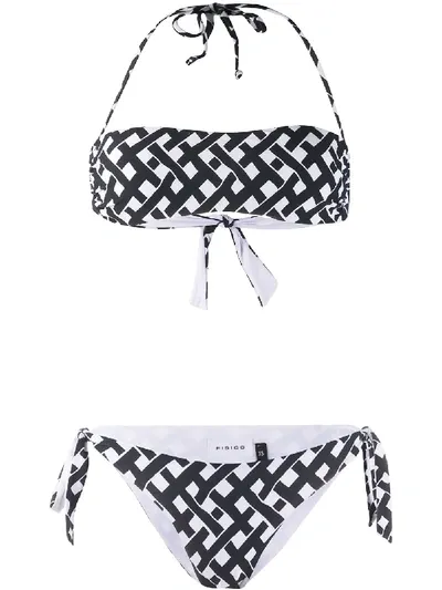 Fisico Geometric Print Bikini In White