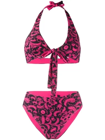 Fisico Baroque Print Bikini In Black