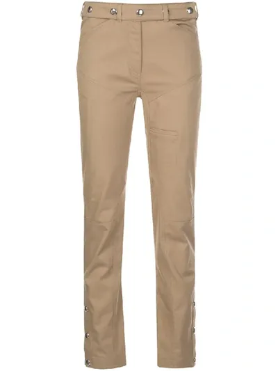 Mugler Stud-embellished Slim Trousers In Neutrals