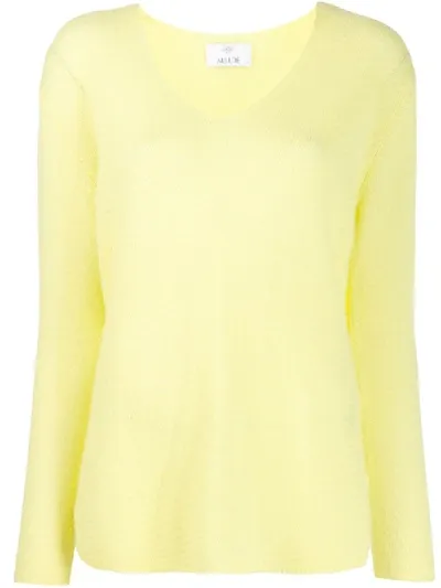 Allude V-neck Cashmere Jumper In Yellow