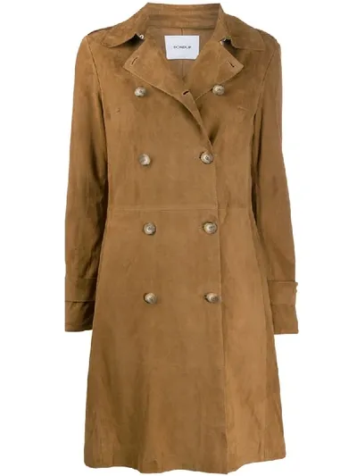 Dondup Fitted Double Breasted Coat In Brown