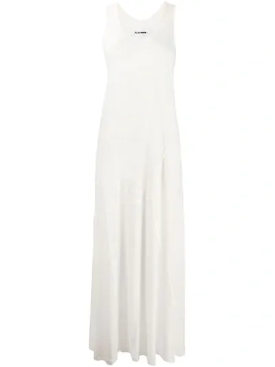 Jil Sander U-neck Maxi Dress In White