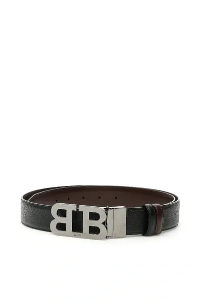 Bally Reversible Mirror B Buckle Belt In Black,brown